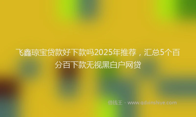飞鑫琼宝贷款好下款吗2025年推荐，汇总5个百分百下款无视黑白户网贷