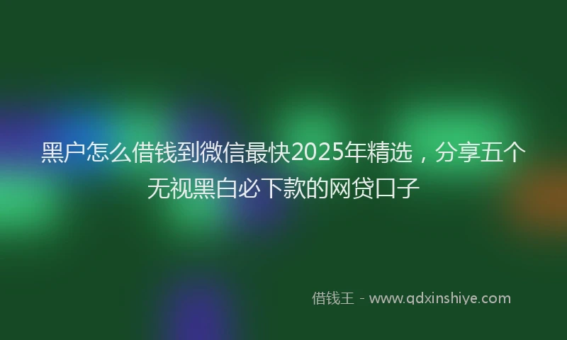 黑户怎么借钱到微信最快2025年精选，分享五个无视黑白必下款的网贷口子