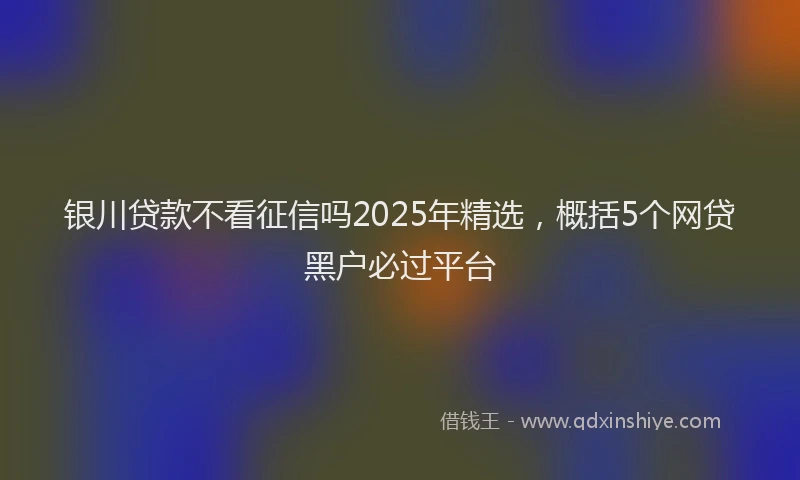 银川贷款不看征信吗2025年精选，概括5个网贷黑户必过平台