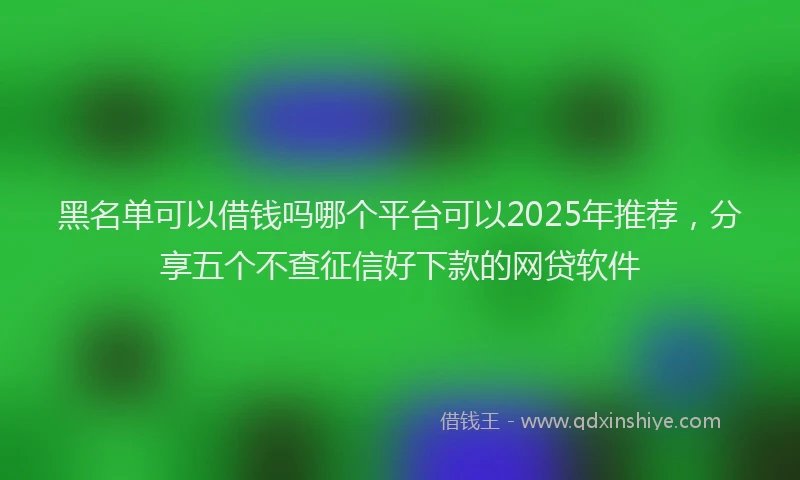 黑名单可以借钱吗哪个平台可以2025年推荐，分享五个不查征信好下款的网贷软件