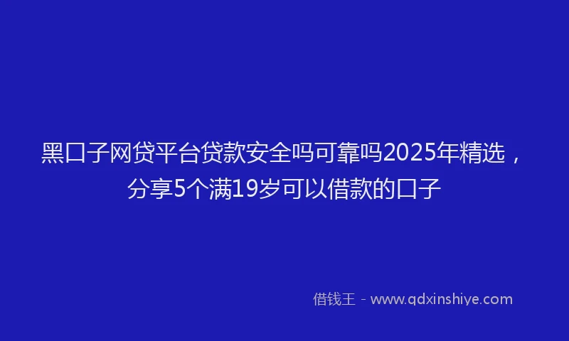 黑口子网贷平台贷款安全吗可靠吗2025年精选，分享5个满19岁可以借款的口子