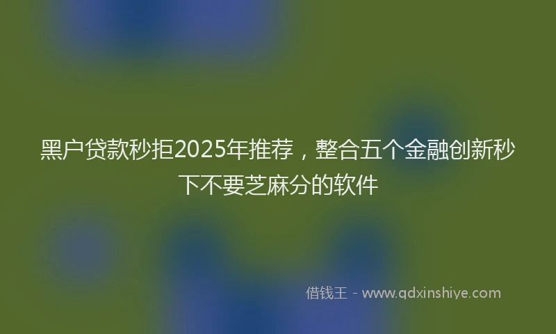 黑户贷款秒拒2025年推荐，整合五个金融创新秒下不要芝麻分的软件