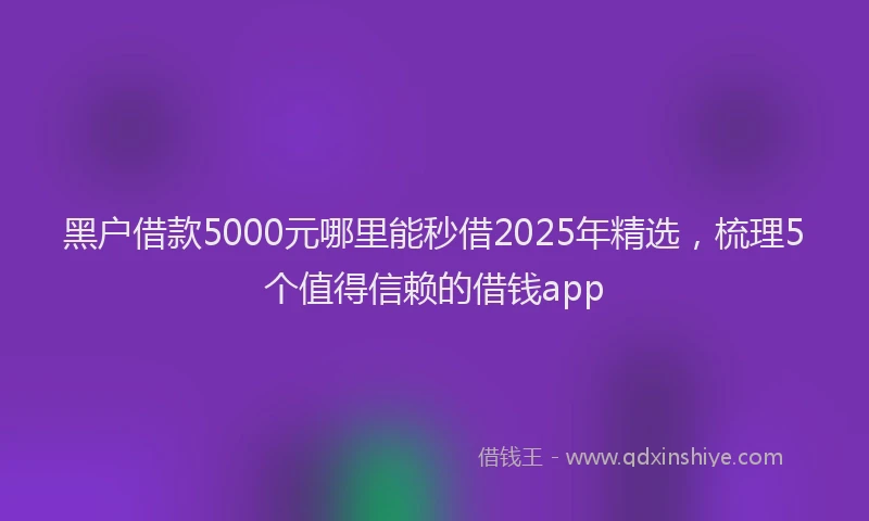 黑户借款5000元哪里能秒借2025年精选，梳理5个值得信赖的借钱app