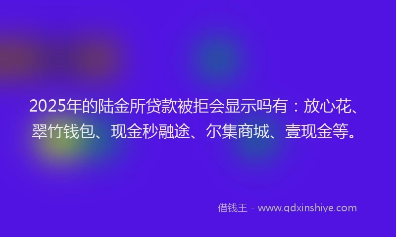 2025年的陆金所贷款被拒会显示吗有：放心花、翠竹钱包、现金秒融途、尔集商城、壹现金等。
