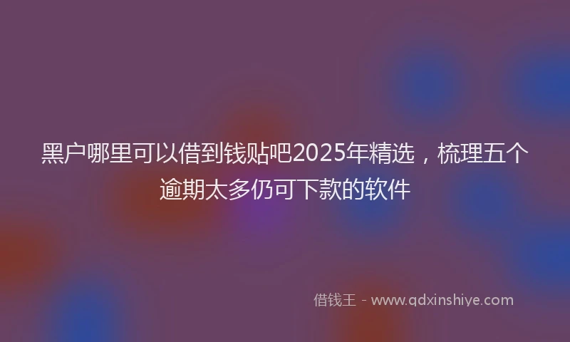 黑户哪里可以借到钱贴吧2025年精选，梳理五个逾期太多仍可下款的软件