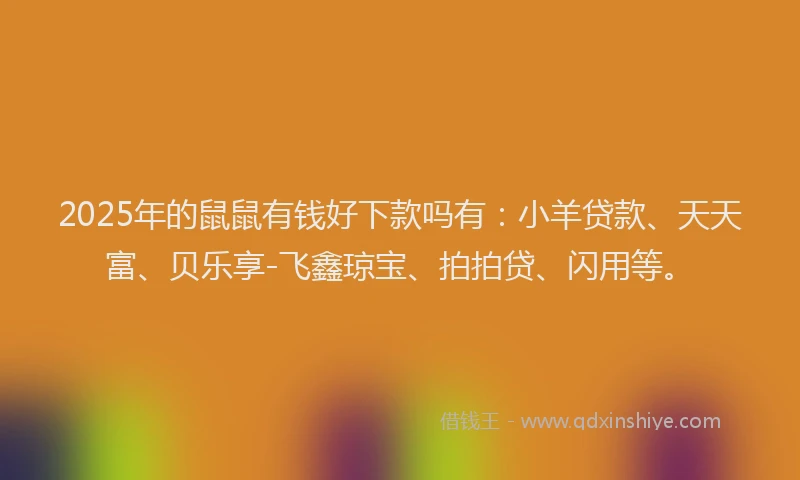 2025年的鼠鼠有钱好下款吗有：小羊贷款、天天富、贝乐享-飞鑫琼宝、拍拍贷、闪用等。
