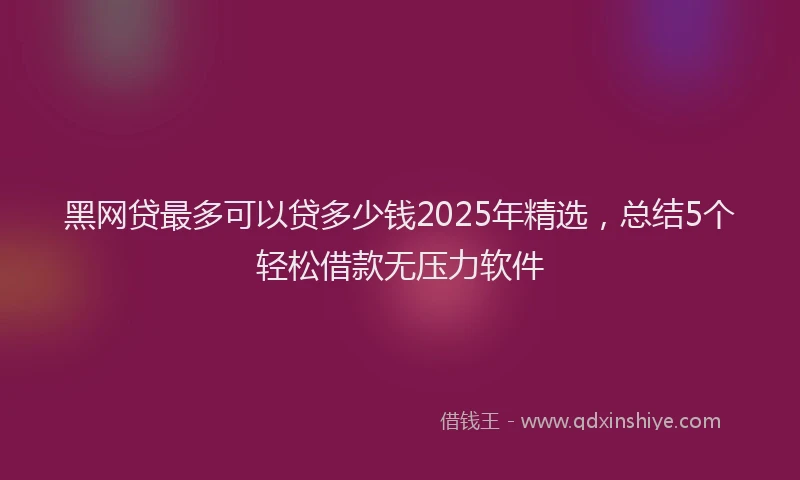 黑网贷最多可以贷多少钱2025年精选，总结5个轻松借款无压力软件