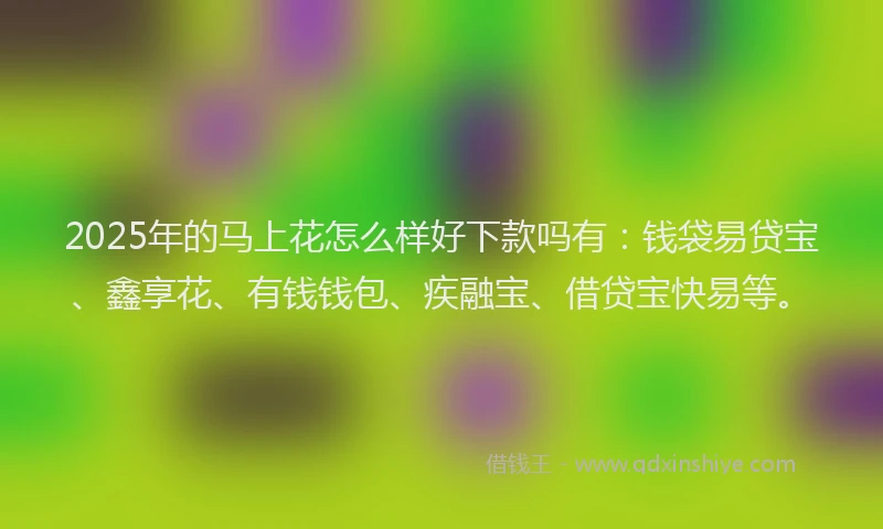 2025年的马上花怎么样好下款吗有：钱袋易贷宝、鑫享花、有钱钱包、疾融宝、借贷宝快易等。