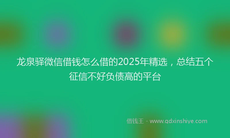 龙泉驿微信借钱怎么借的2025年精选，总结五个征信不好负债高的平台
