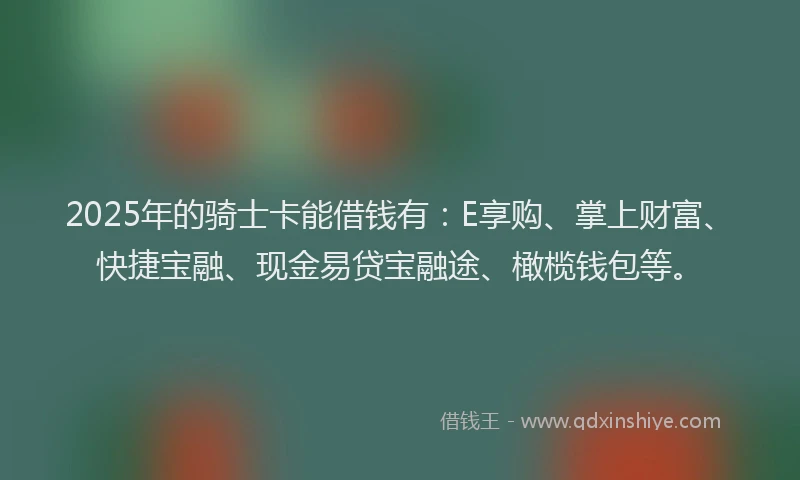 2025年的骑士卡能借钱有：E享购、掌上财富、快捷宝融、现金易贷宝融途、橄榄钱包等。