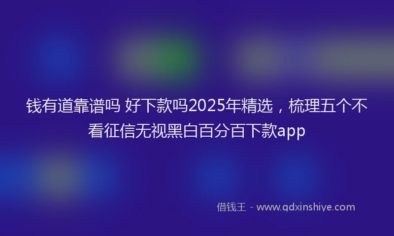 钱有道靠谱吗 好下款吗2025年精选，梳理五个不看征信无视黑白百分百下款app