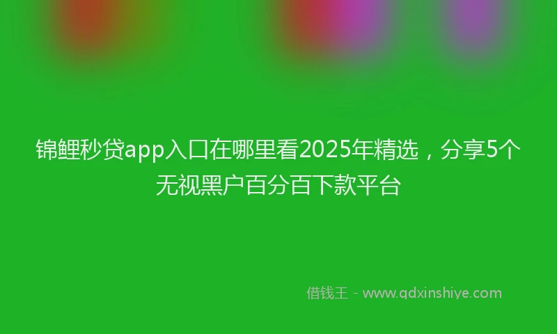 锦鲤秒贷app入口在哪里看2025年精选，分享5个无视黑户百分百下款平台
