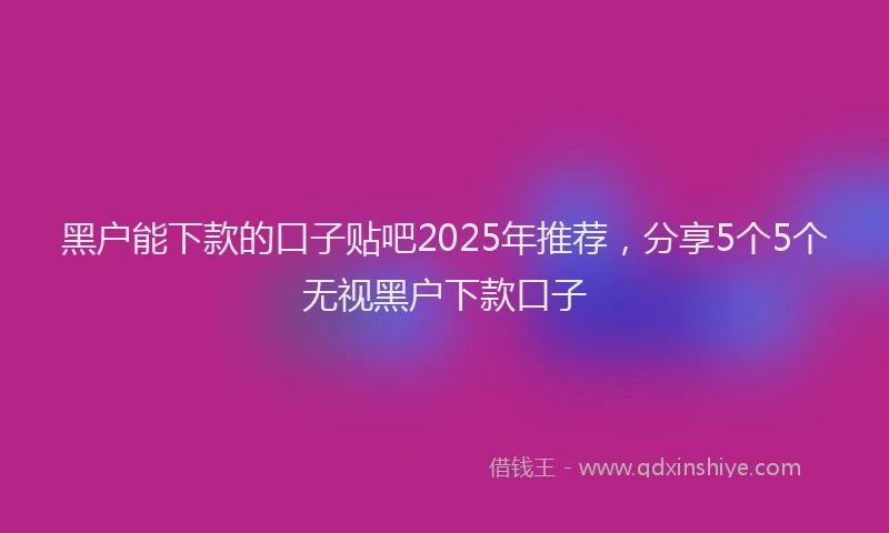 黑户能下款的口子贴吧2025年推荐，分享5个5个无视黑户下款口子