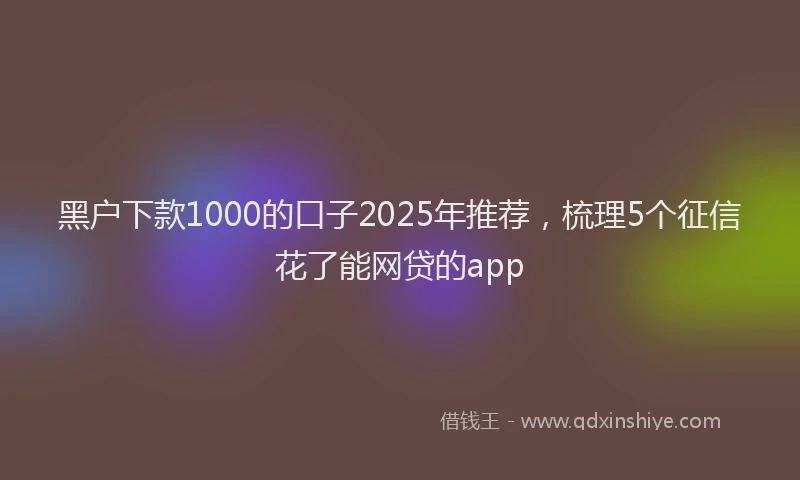 黑户下款1000的口子2025年推荐，梳理5个征信花了能网贷的app