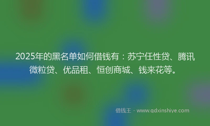 2025年的黑名单如何借钱有：苏宁任性贷、腾讯微粒贷、优品租、恒创商城、钱来花等。