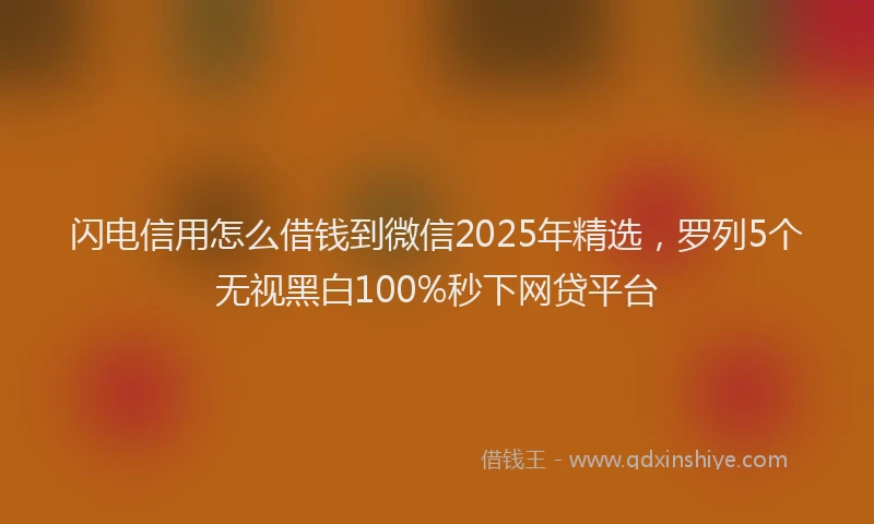 闪电信用怎么借钱到微信2025年精选，罗列5个无视黑白100%秒下网贷平台