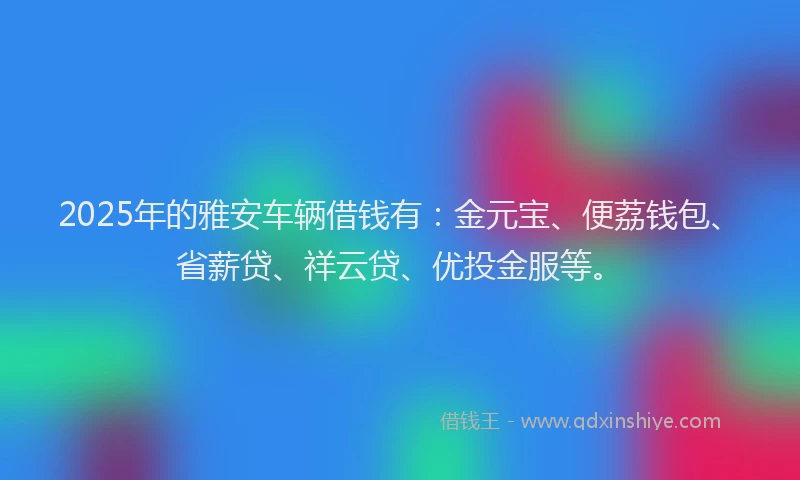 2025年的雅安车辆借钱有：金元宝、便荔钱包、省薪贷、祥云贷、优投金服等。