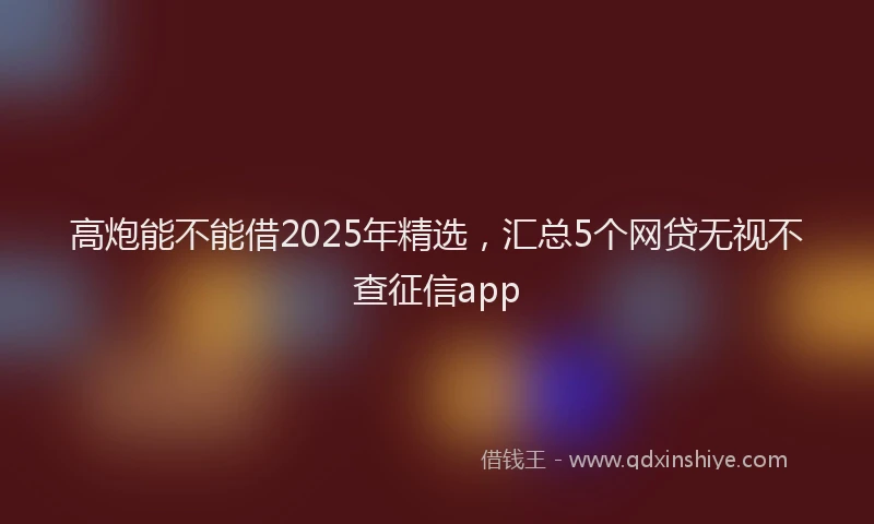 高炮能不能借2025年精选，汇总5个网贷无视不查征信app