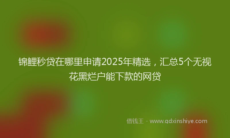 锦鲤秒贷在哪里申请2025年精选，汇总5个无视花黑烂户能下款的网贷