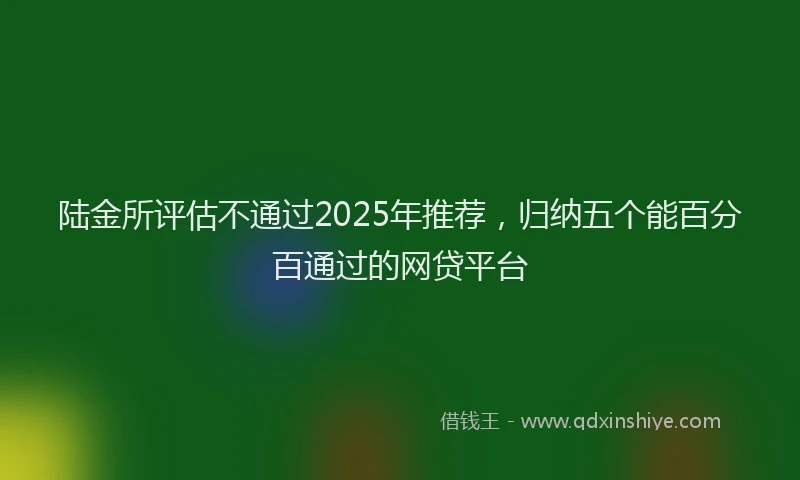 陆金所评估不通过2025年推荐，归纳五个能百分百通过的网贷平台