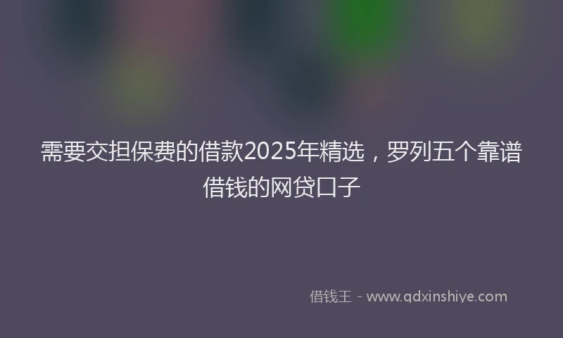 需要交担保费的借款2025年精选，罗列五个靠谱借钱的网贷口子