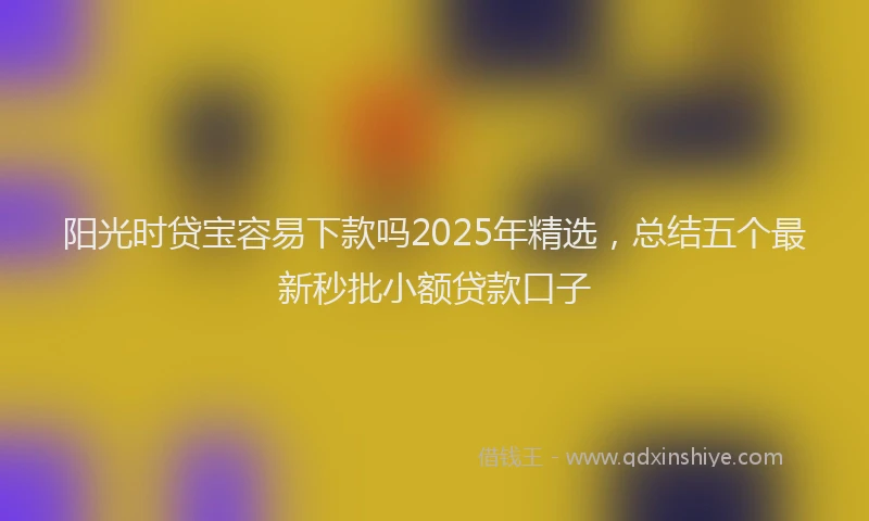 阳光时贷宝容易下款吗2025年精选，总结五个最新秒批小额贷款口子