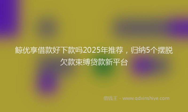 鲸优享借款好下款吗2025年推荐，归纳5个摆脱欠款束缚贷款新平台