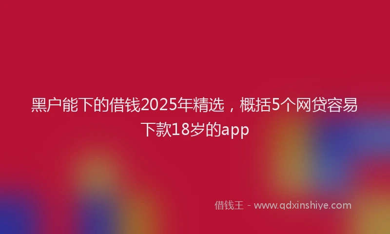 黑户能下的借钱2025年精选，概括5个网贷容易下款18岁的app