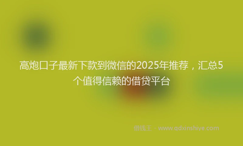 高炮口子最新下款到微信的2025年推荐，汇总5个值得信赖的借贷平台