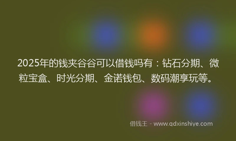2025年的钱夹谷谷可以借钱吗有：钻石分期、微粒宝盒、时光分期、金诺钱包、数码潮享玩等。