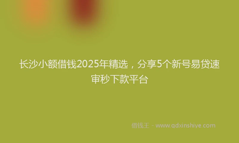 长沙小额借钱2025年精选，分享5个新号易贷速审秒下款平台