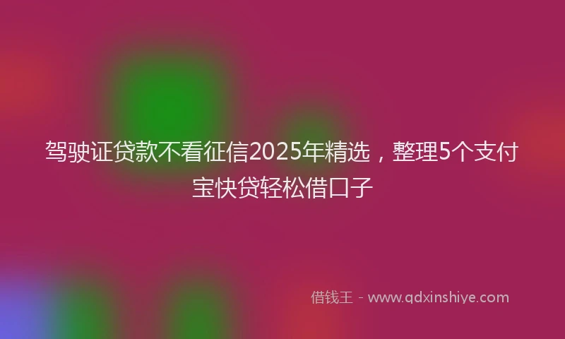 驾驶证贷款不看征信2025年精选，整理5个支付宝快贷轻松借口子