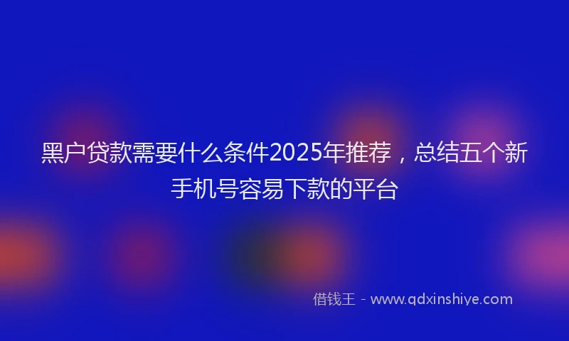 黑户贷款需要什么条件2025年推荐，总结五个新手机号容易下款的平台