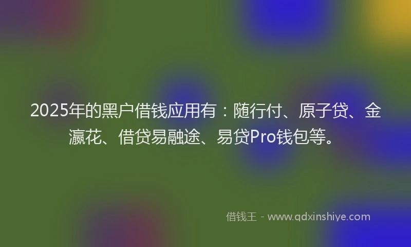 2025年的黑户借钱应用有：随行付、原子贷、金瀛花、借贷易融途、易贷Pro钱包等。