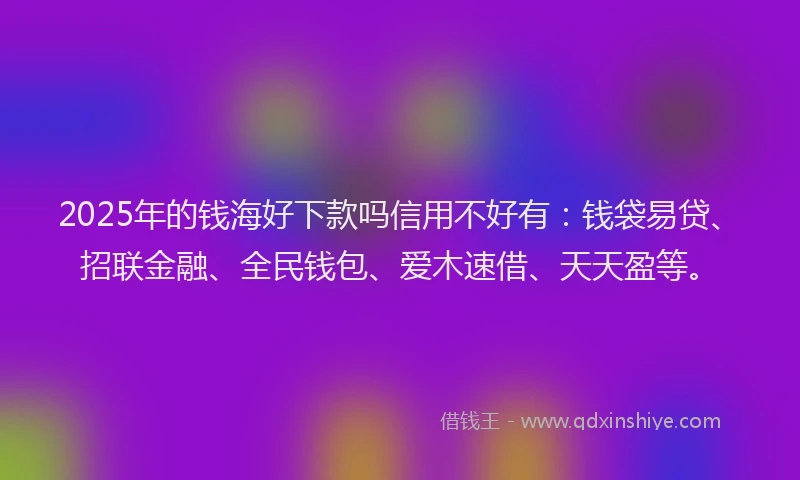 2025年的钱海好下款吗信用不好有：钱袋易贷、招联金融、全民钱包、爱木速借、天天盈等。