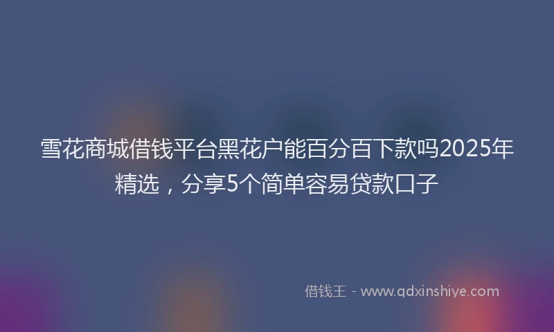 雪花商城借钱平台黑花户能百分百下款吗2025年精选，分享5个简单容易贷款口子