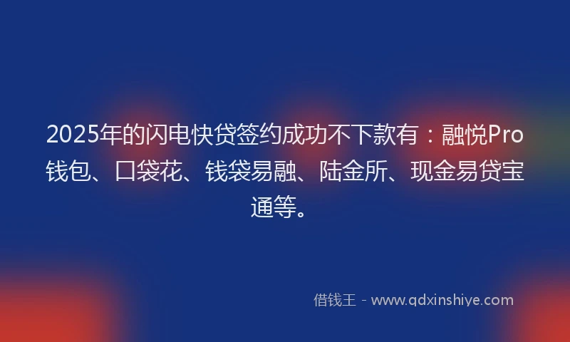 2025年的闪电快贷签约成功不下款有：融悦Pro钱包、口袋花、钱袋易融、陆金所、现金易贷宝通等。