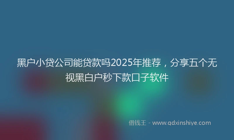 黑户小贷公司能贷款吗2025年推荐，分享五个无视黑白户秒下款口子软件