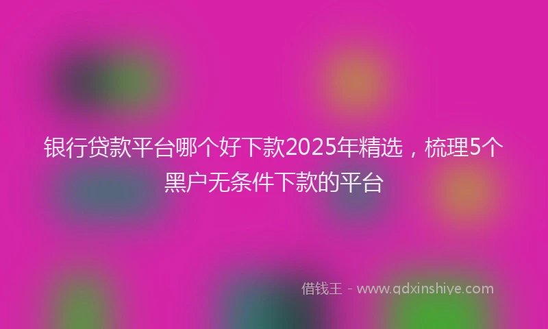 银行贷款平台哪个好下款2025年精选，梳理5个黑户无条件下款的平台