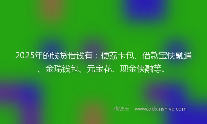 2025年的钱贷借钱有：便荔卡包、借款宝快融通、金瑞钱包、元宝花、现金侠融等。