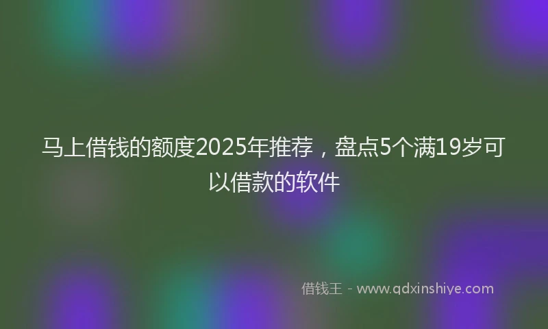 马上借钱的额度2025年推荐，盘点5个满19岁可以借款的软件
