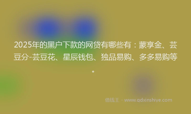 2025年的黑户下款的网贷有哪些有：蒙享金、芸豆分-芸豆花、星辰钱包、独品易购、多多易购等。