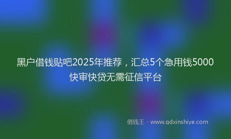 黑户借钱贴吧2025年推荐，汇总5个急用钱5000快审快贷无需征信平台