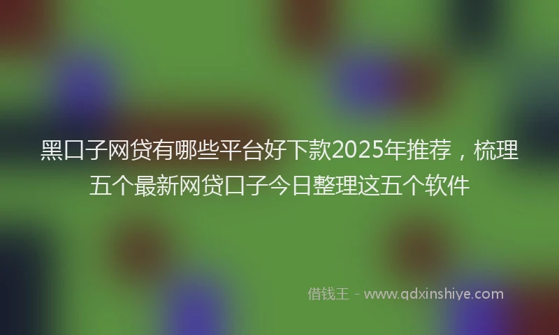黑口子网贷有哪些平台好下款2025年推荐，梳理五个最新网贷口子今日整理这五个软件