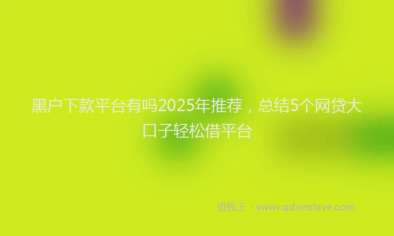 黑户下款平台有吗2025年推荐，总结5个网贷大口子轻松借平台