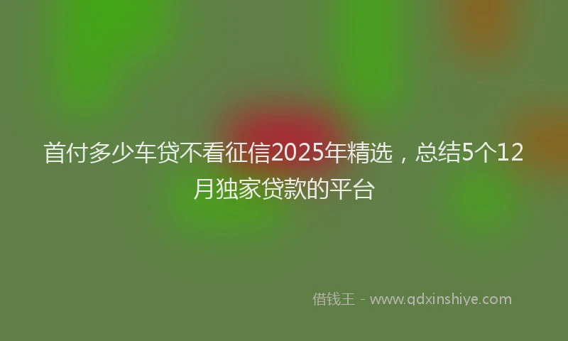 首付多少车贷不看征信2025年精选，总结5个12月独家贷款的平台