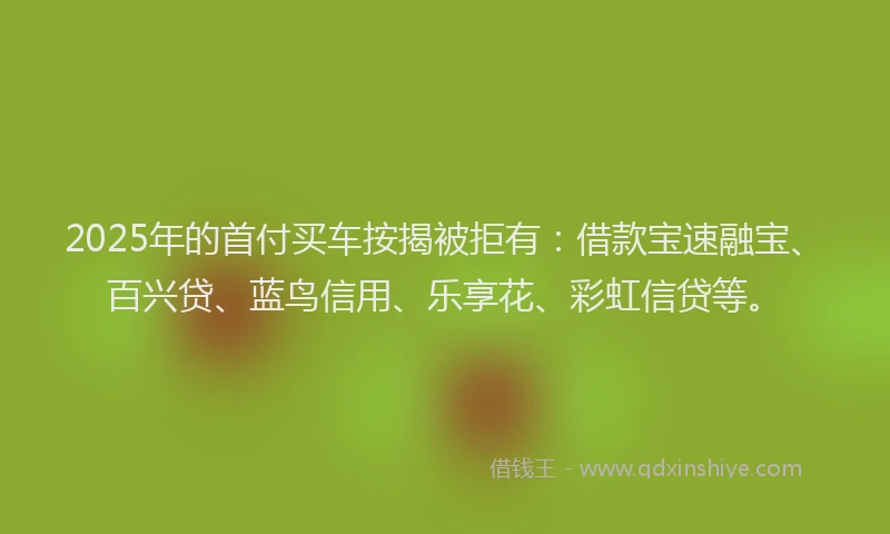 2025年的首付买车按揭被拒有：借款宝速融宝、百兴贷、蓝鸟信用、乐享花、彩虹信贷等。
