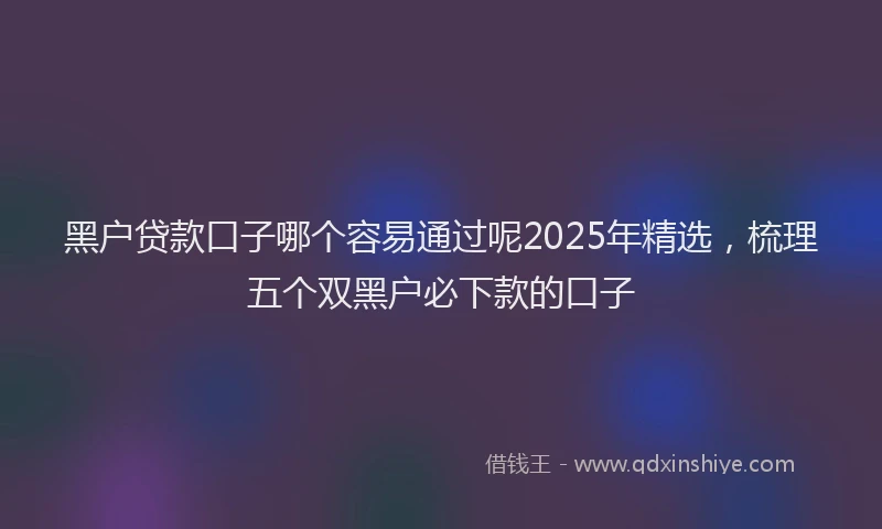 黑户贷款口子哪个容易通过呢2025年精选，梳理五个双黑户必下款的口子