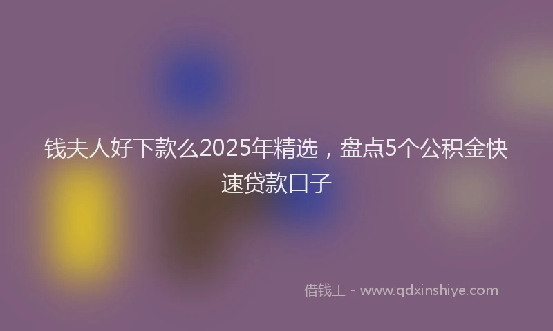 钱夫人好下款么2025年精选，盘点5个公积金快速贷款口子