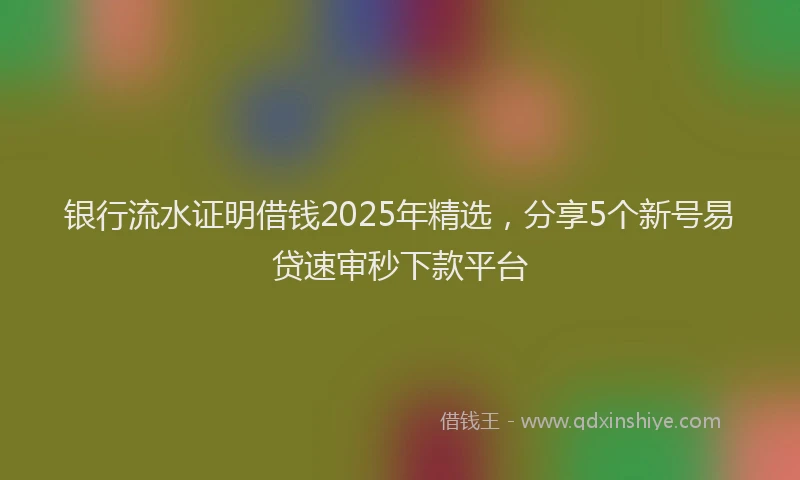 银行流水证明借钱2025年精选，分享5个新号易贷速审秒下款平台